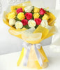 Pink Yellow White Roses Bouquet