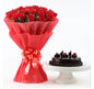 Red Roses Bouquet & Ducht Truffle Chocolate Cake