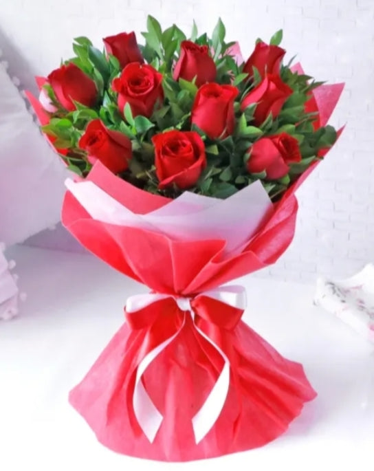 Vivid Love 10 Red Roses Bouquet