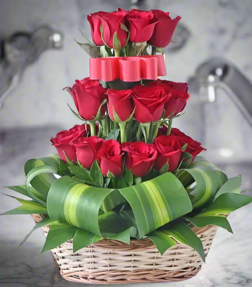 Basket Of Red Roses